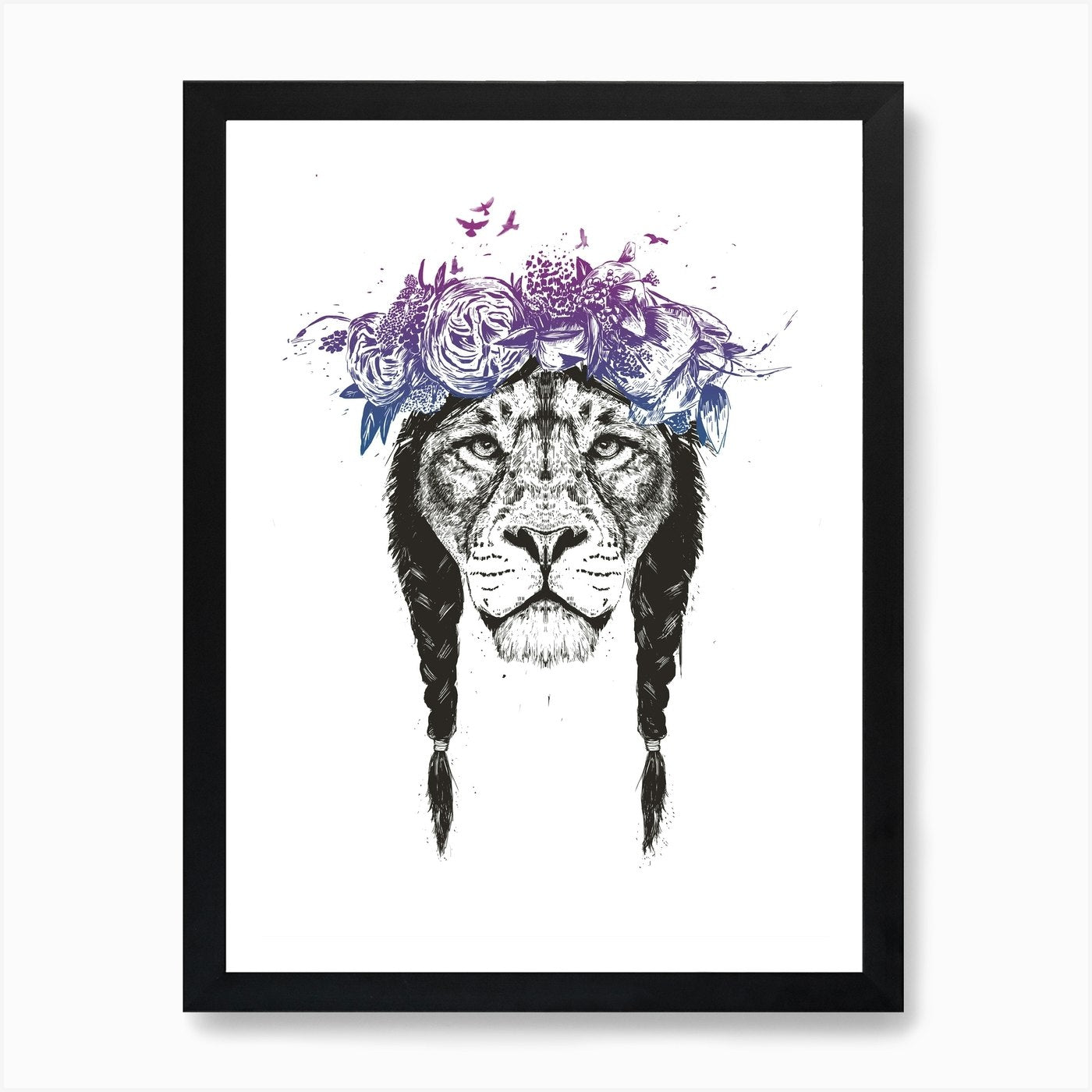 King Of Lions Art Print Framed Wall Art Poster Canvas Print Picture
