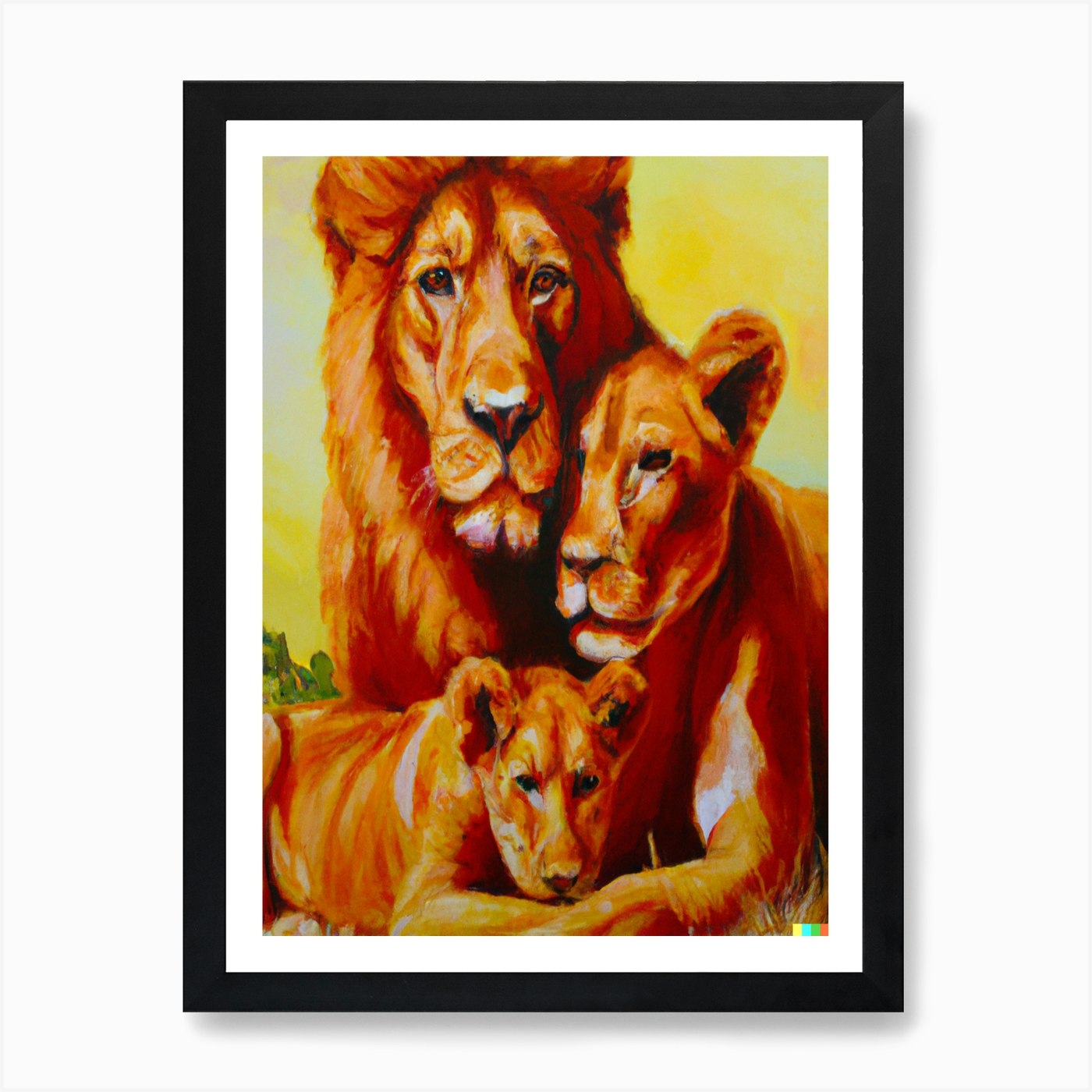 Lion Family Art Print Framed Wall Art Poster Canvas Print Picture