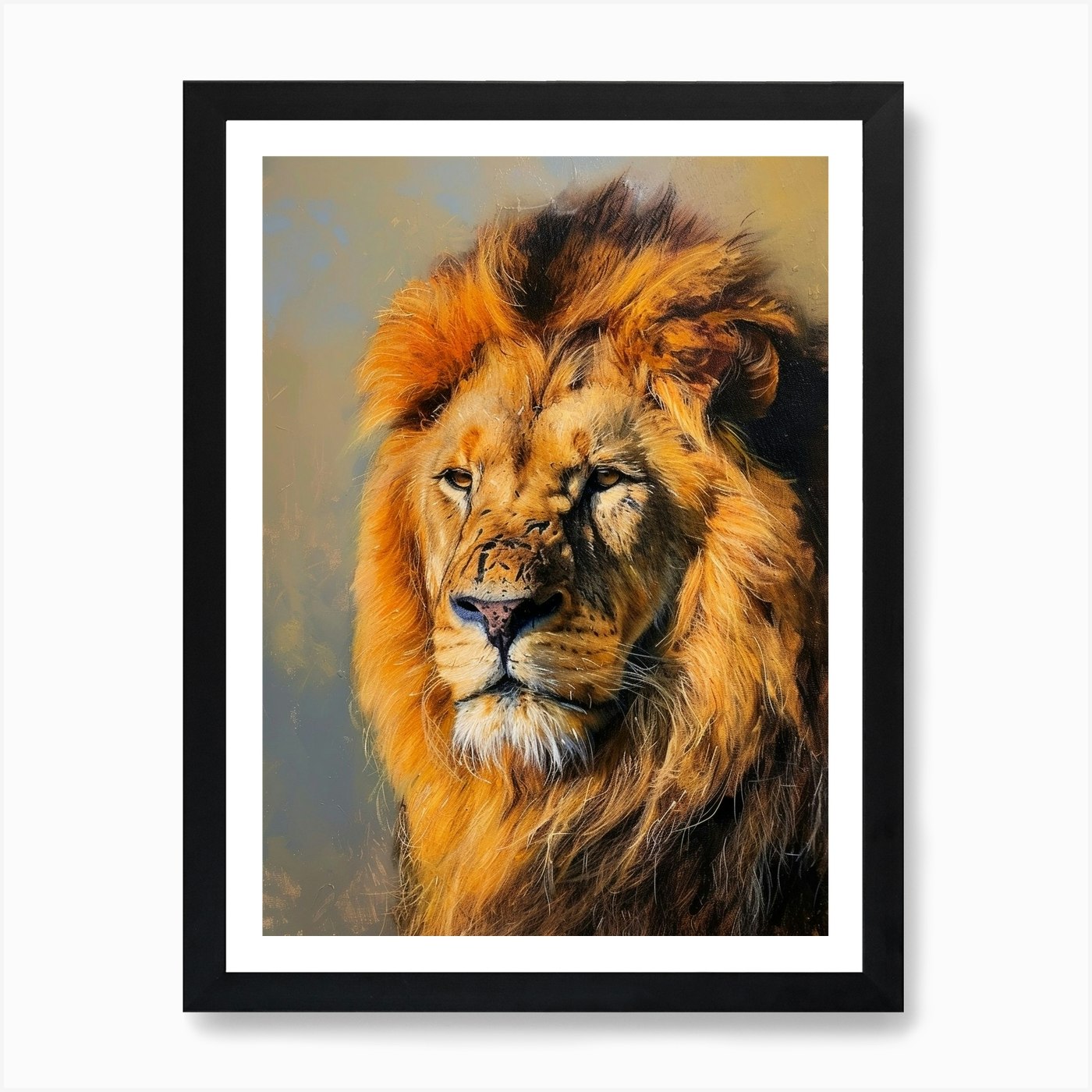 Barbary Lion Portrait Close Up 3 Ar Framed Wall Art Poster Canvas Print Picture