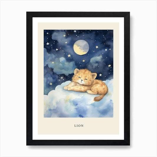 Baby Lion Cub 1 Sleeping In The Clo Framed Wall Art Poster Canvas Print Picture