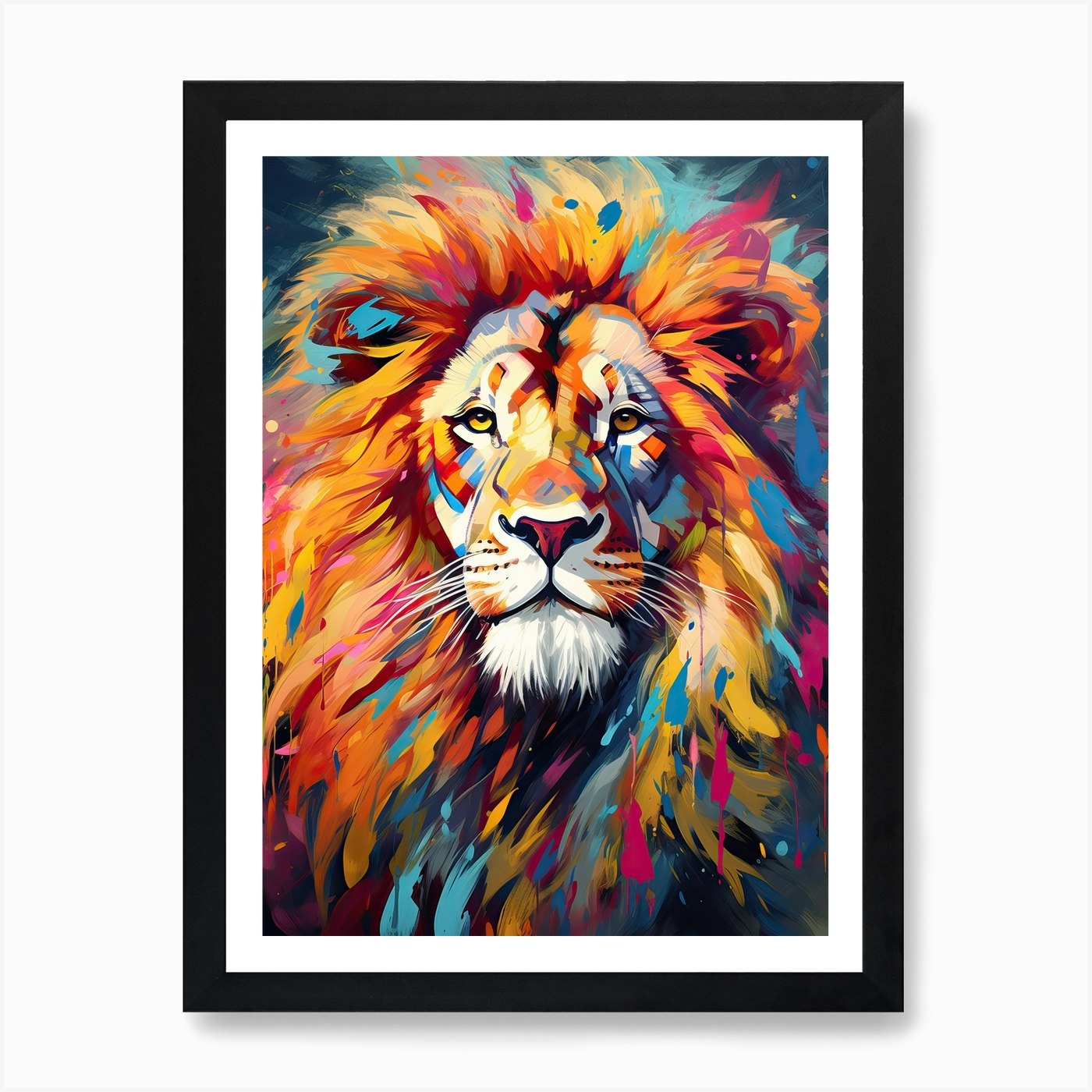 Lion Art Painting Abstract Art 1 Ar Framed Wall Art Poster Canvas Print Picture