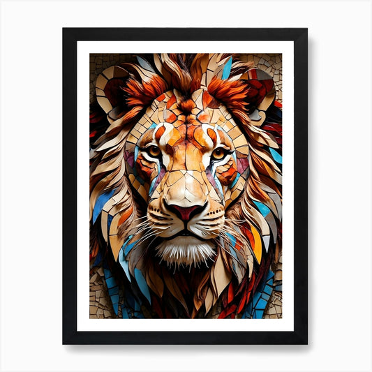 Mosaic Lion 2 Art Print Framed Wall Art Poster Canvas Print Picture