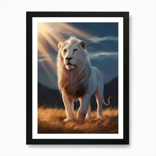 White Lion 2 Art Print Framed Wall Art Poster Canvas Print Picture