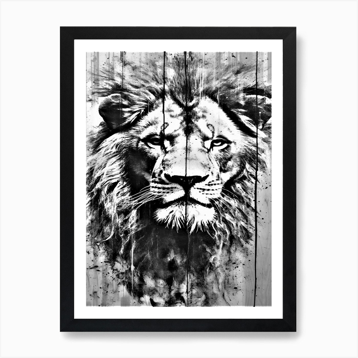 Lion Etching Art Print Framed Wall Art Poster Canvas Print Picture