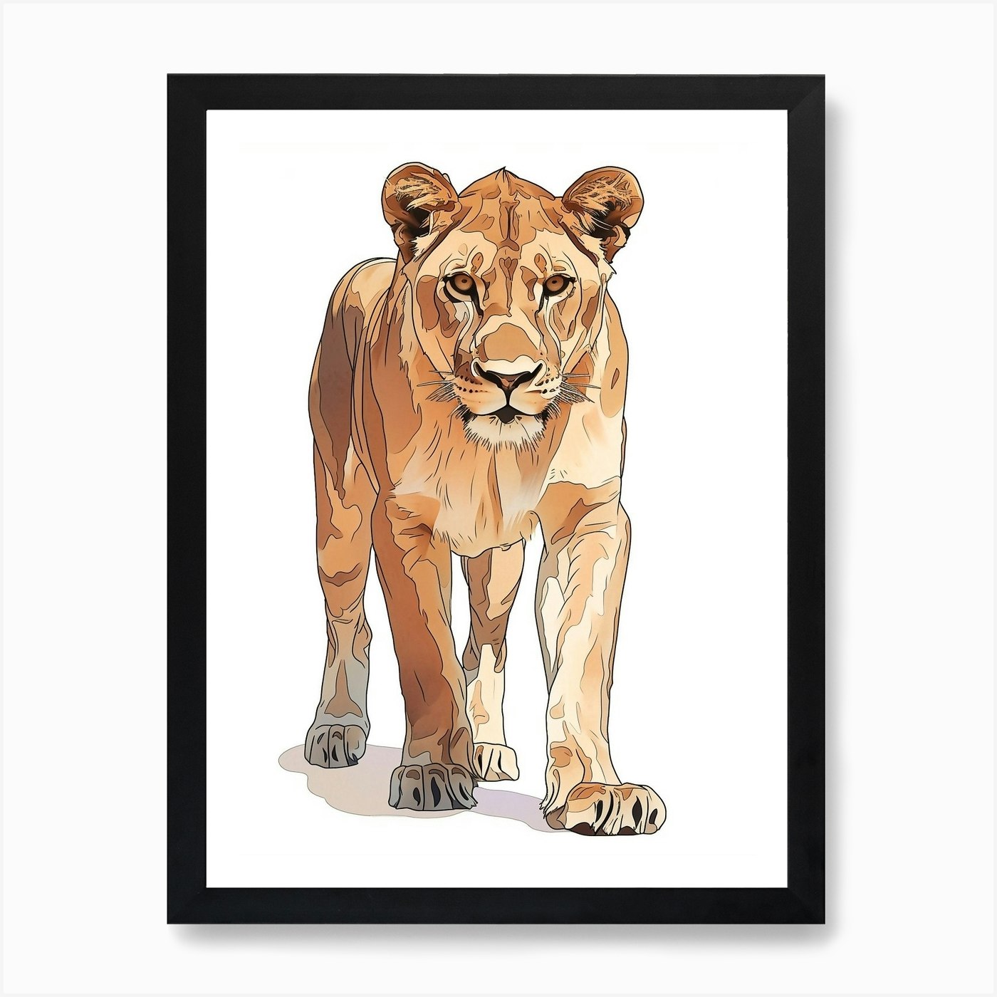 African Lion Lioness On The Prowl C Framed Wall Art Poster Canvas Print Picture