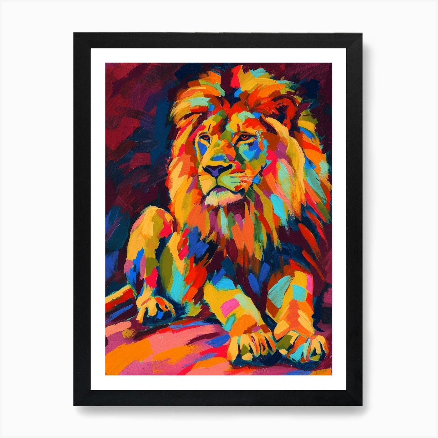 Asiatic Lion Symbolic Imagery Fauvi Framed Wall Art Poster Canvas Print Picture