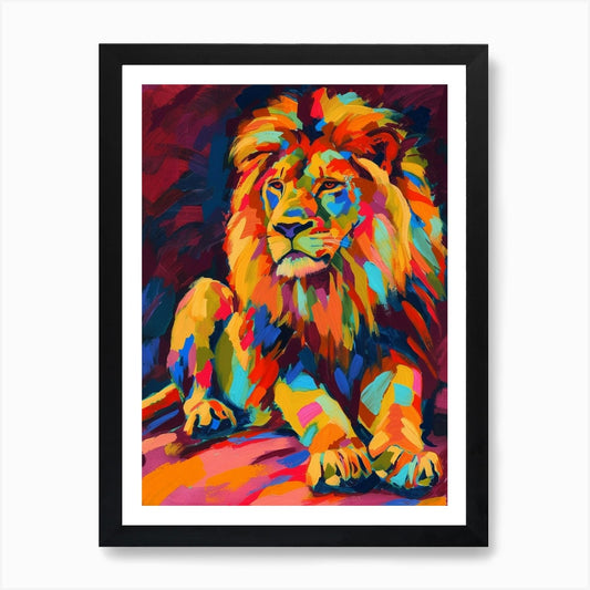 Asiatic Lion Symbolic Imagery Fauvi Framed Wall Art Poster Canvas Print Picture