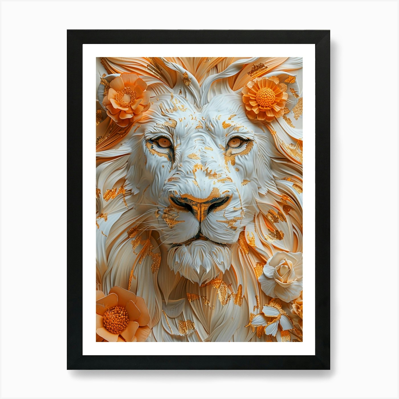 Lion Head Art Print Framed Wall Art Poster Canvas Print Picture
