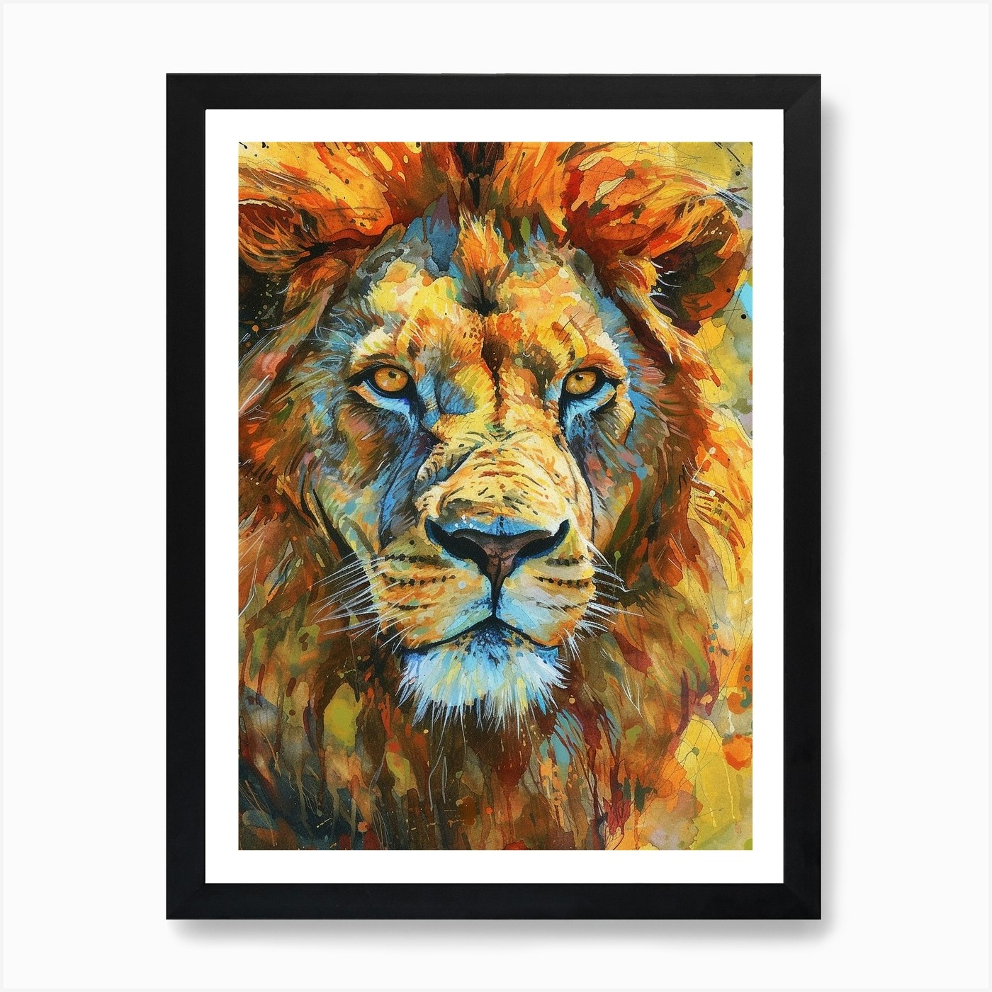 Transvaal Lion Portrait Close Up Fa Framed Wall Art Poster Canvas Print Picture