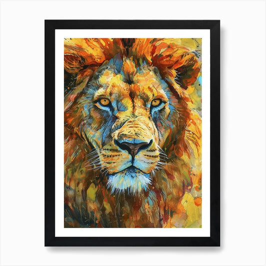 Transvaal Lion Portrait Close Up Fa Framed Wall Art Poster Canvas Print Picture