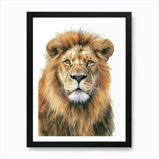 African Lion Portrait Close Up Clip Framed Wall Art Poster Canvas Print Picture