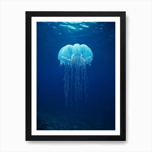 Lions Mane Jellyfish Ocean Realisti Framed Wall Art Poster Canvas Print Picture