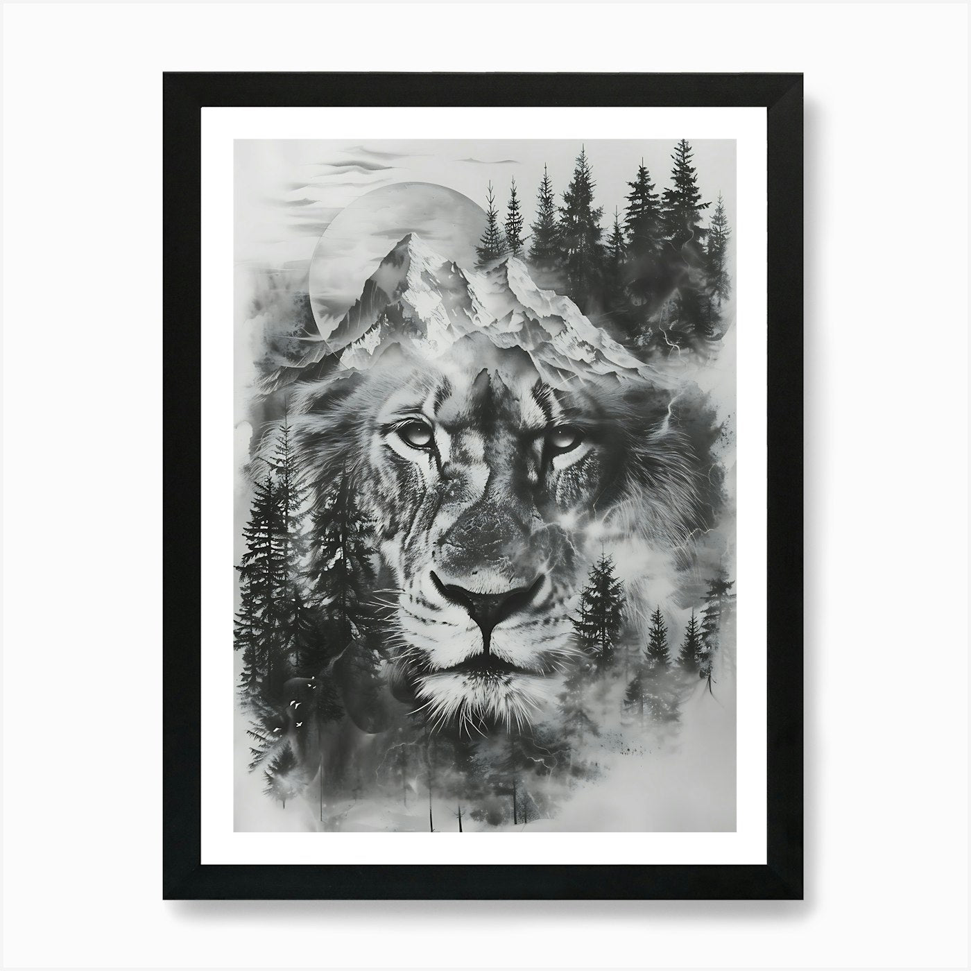 Lion In The Forest 9 Art Print Framed Wall Art Poster Canvas Print Picture