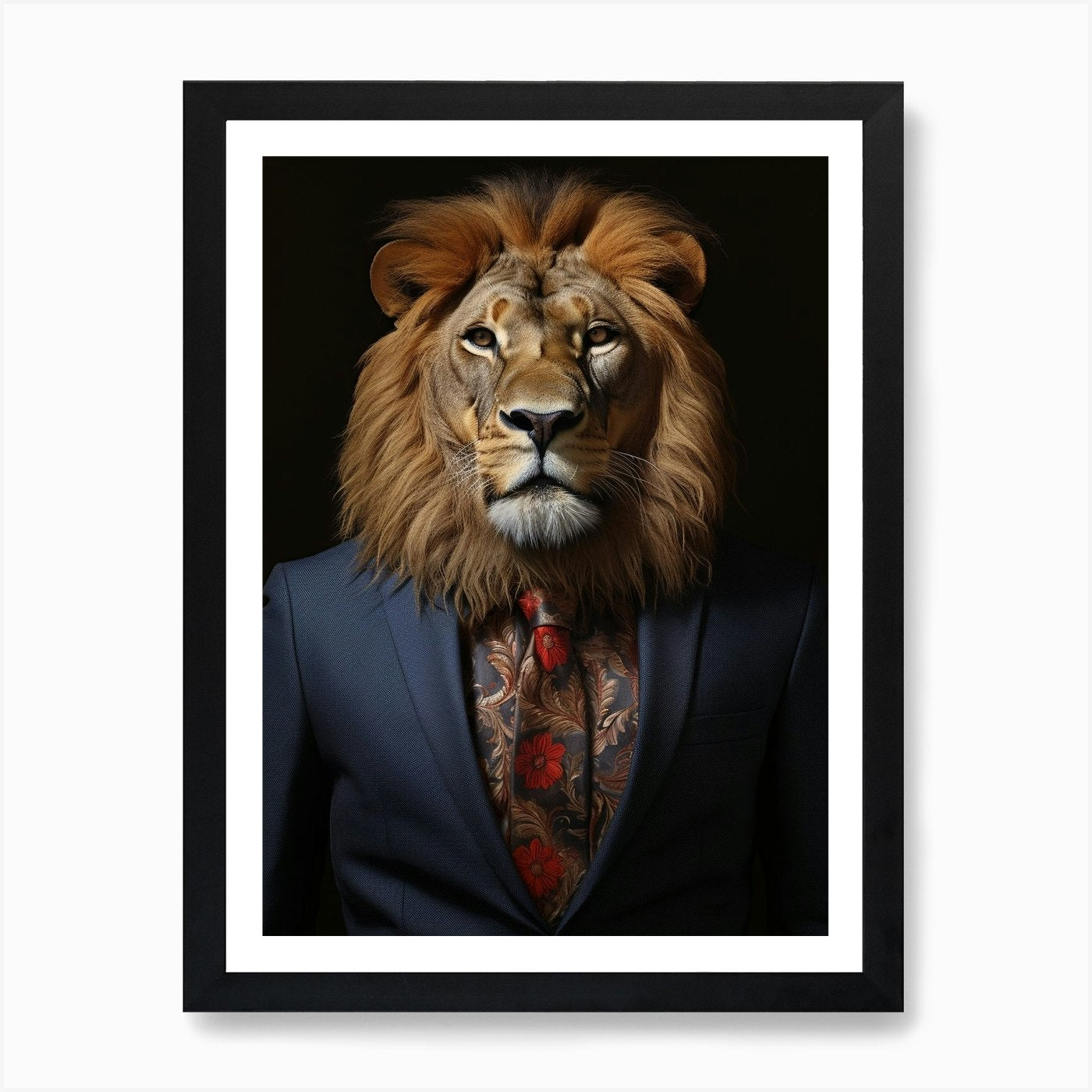 African Lion Wearing A Suit 6 Art P Framed Wall Art Poster Canvas Print Picture