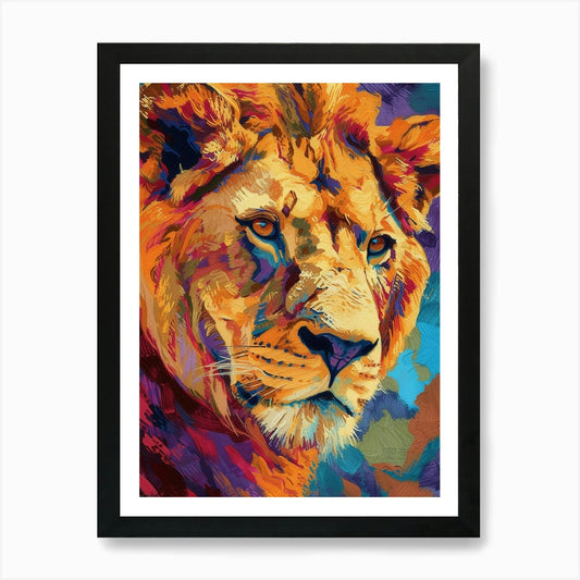 Transvaal Lion Portrait Close Up Fa Framed Wall Art Poster Canvas Print Picture