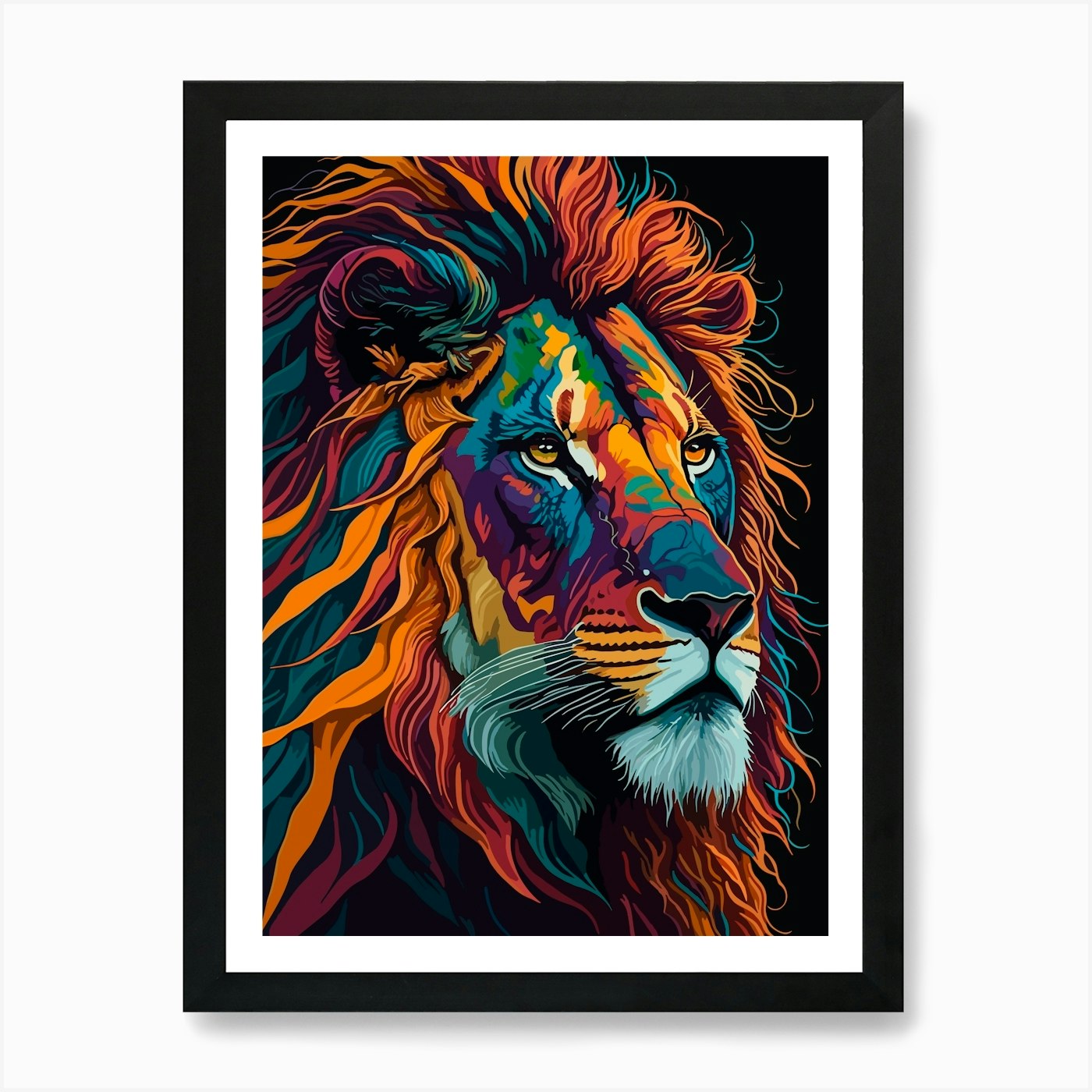 Lion colorful Art Print Framed Wall Art Poster Canvas Print Picture