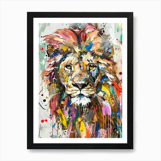 Abstract Lion Colourful Art Print A Framed Wall Art Poster Canvas Print Picture