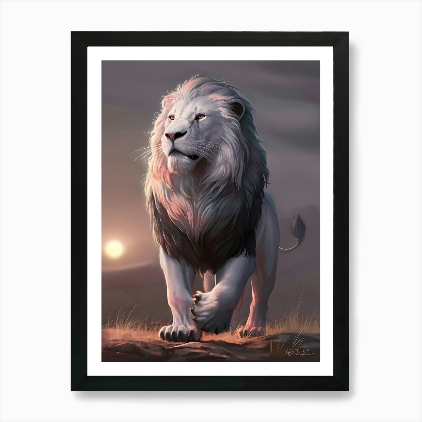 White Lion 3 Art Print Framed Wall Art Poster Canvas Print Picture