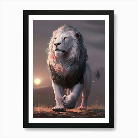 White Lion 3 Art Print Framed Wall Art Poster Canvas Print Picture
