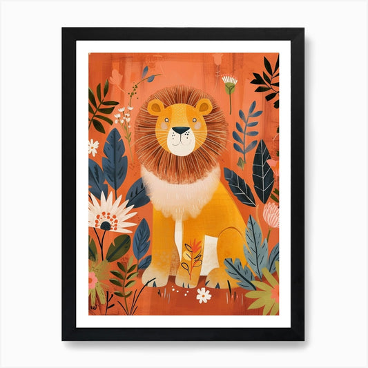 African Lion Lion In Different Seas Framed Wall Art Poster Canvas Print Picture