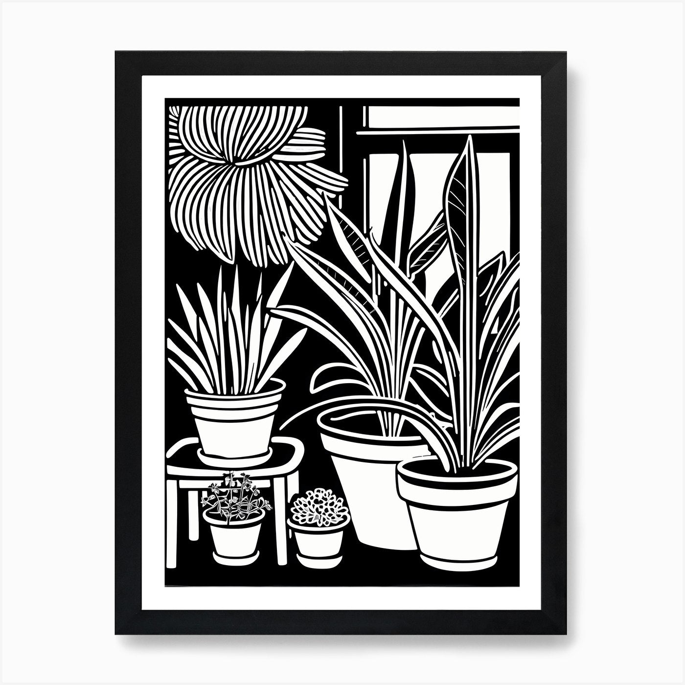 Lion cut inspired Black and white G Framed Wall Art Poster Canvas Print Picture