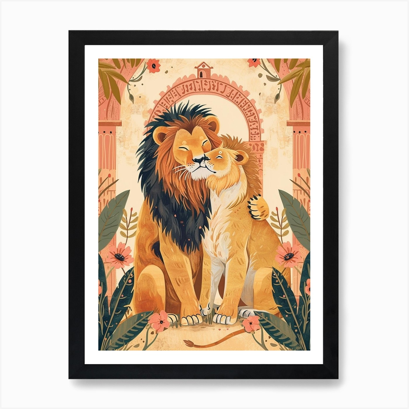 Barbary Lion Rituals Illustration 2 Framed Wall Art Poster Canvas Print Picture
