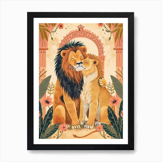 Barbary Lion Rituals Illustration 2 Framed Wall Art Poster Canvas Print Picture