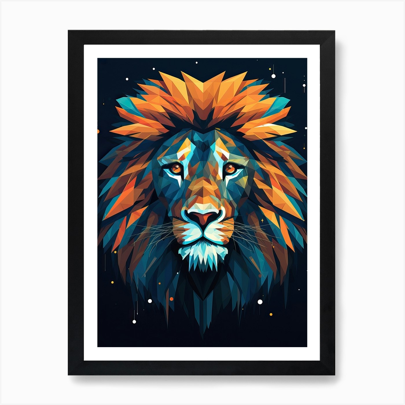 Lion Art Painting Geometric Abstrac Framed Wall Art Poster Canvas Print Picture