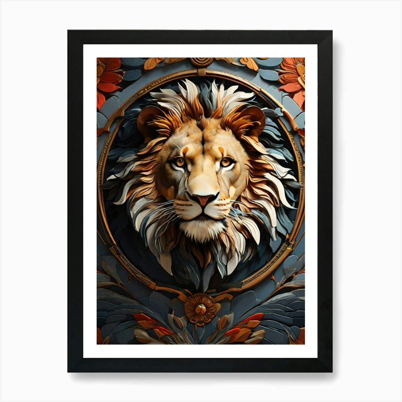 Lion Head Art Print Framed Wall Art Poster Canvas Print Picture