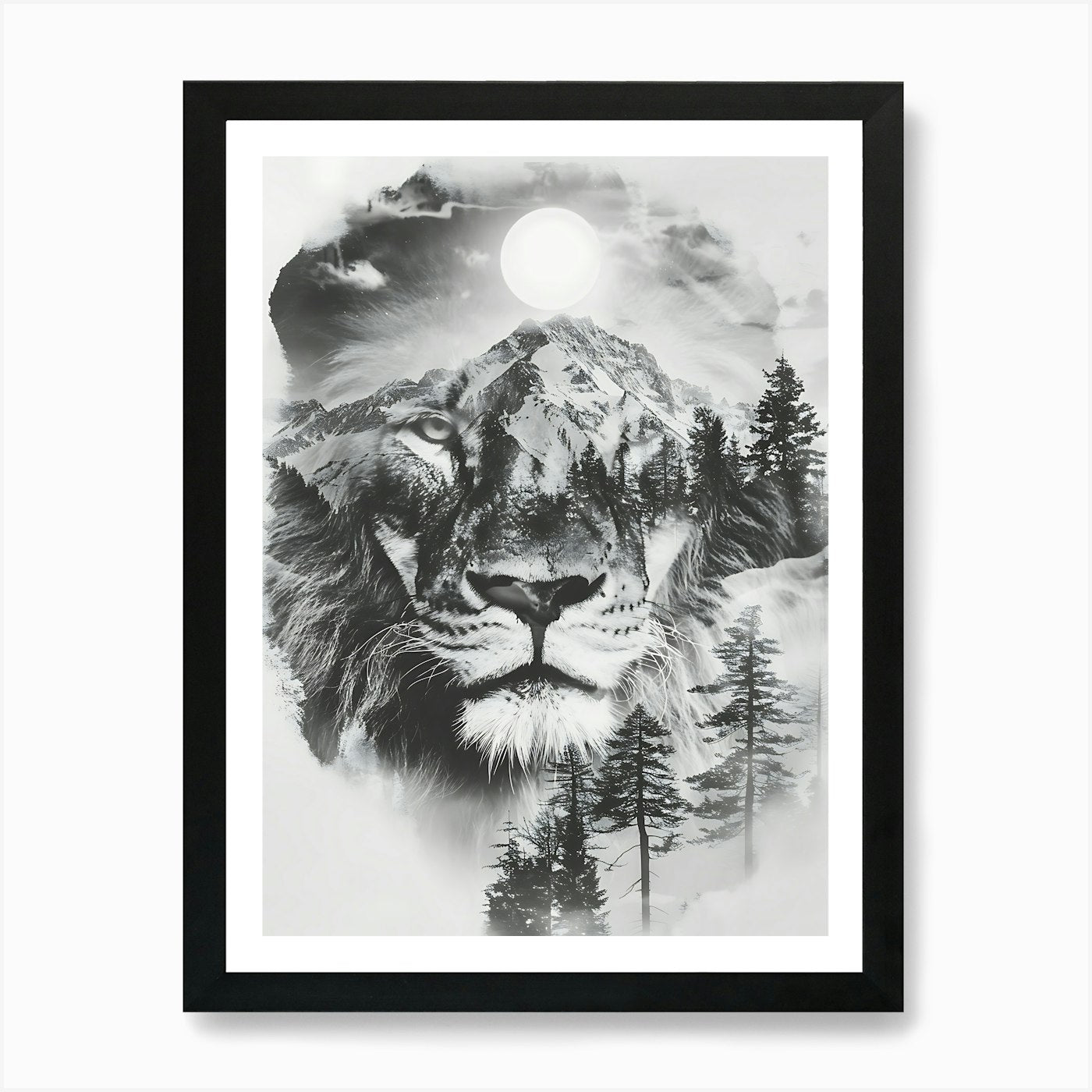 Lion In The Mountains Art Print Framed Wall Art Poster Canvas Print Picture