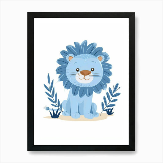 Blue Lion Art Print Framed Wall Art Poster Canvas Print Picture