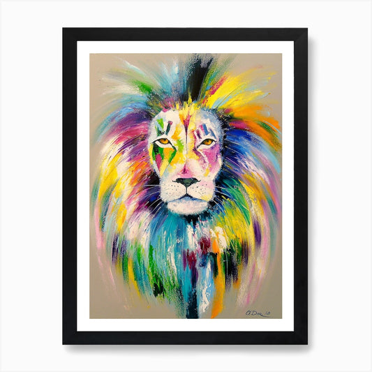 Rainbow lion Art Print Framed Wall Art Poster Canvas Print Picture