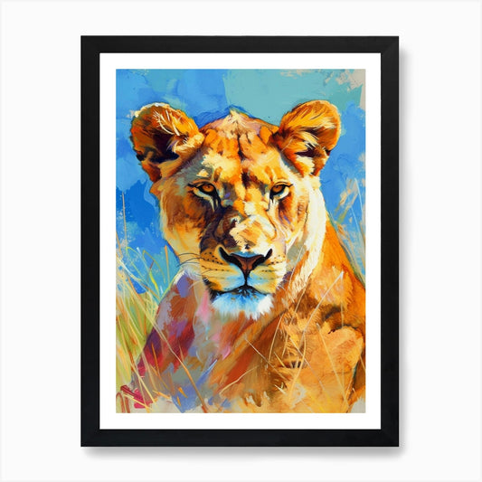 Masai Lion Lioness On The Prowl Fau Framed Wall Art Poster Canvas Print Picture