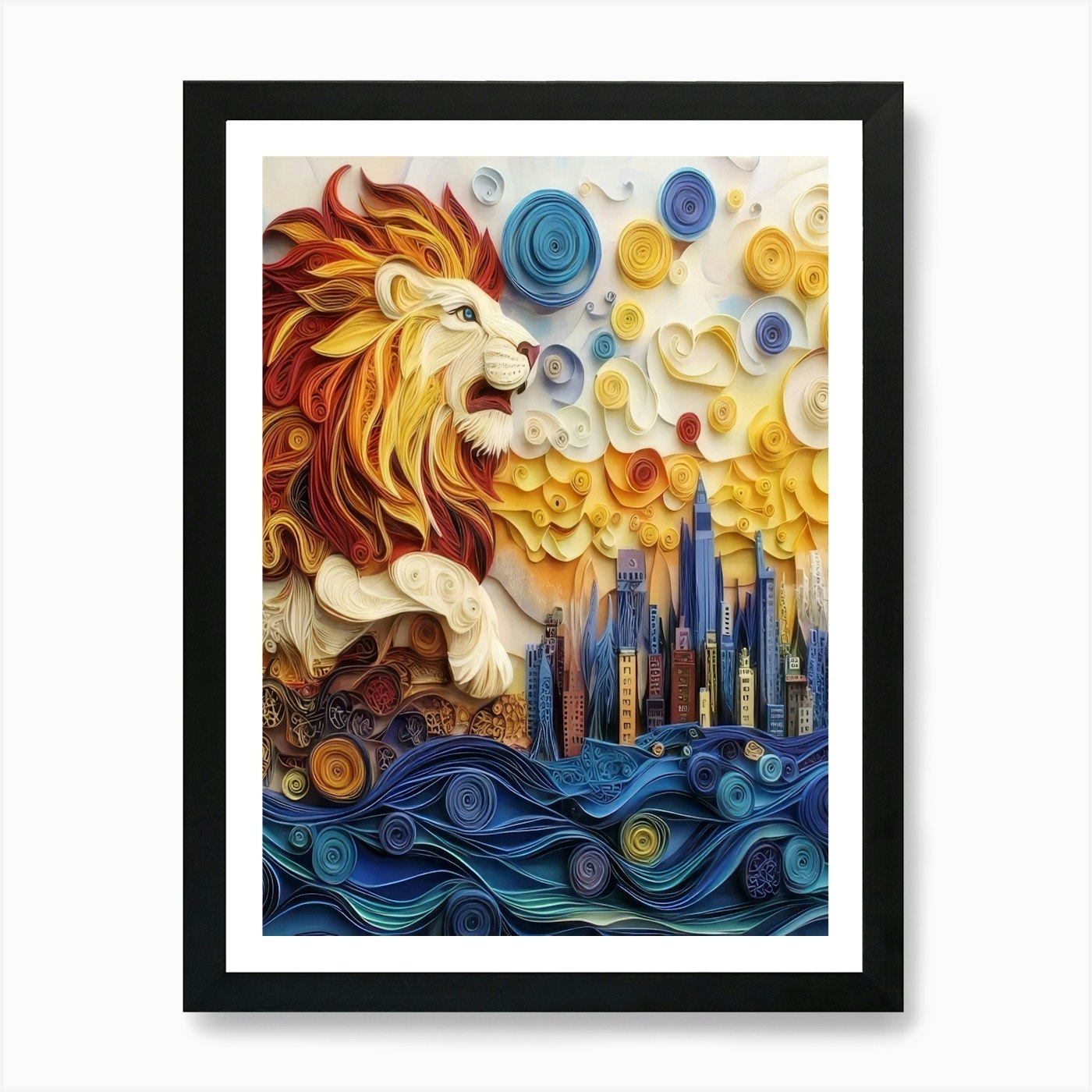 Lion In The City Art Print Framed Wall Art Poster Canvas Print Picture