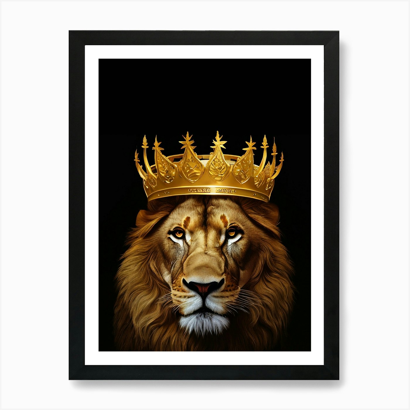Lion With Crown Art Print Framed Wall Art Poster Canvas Print Picture