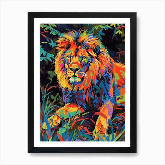 Masai Lion Lion In Different Season Framed Wall Art Poster Canvas Print Picture