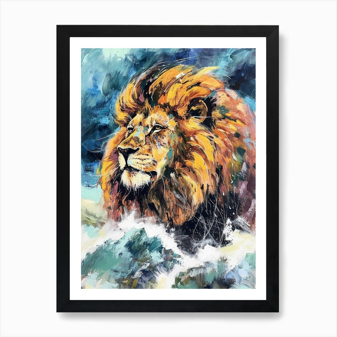 Transvaal Lion Family Bonding Fauvi Framed Wall Art Poster Canvas Print Picture