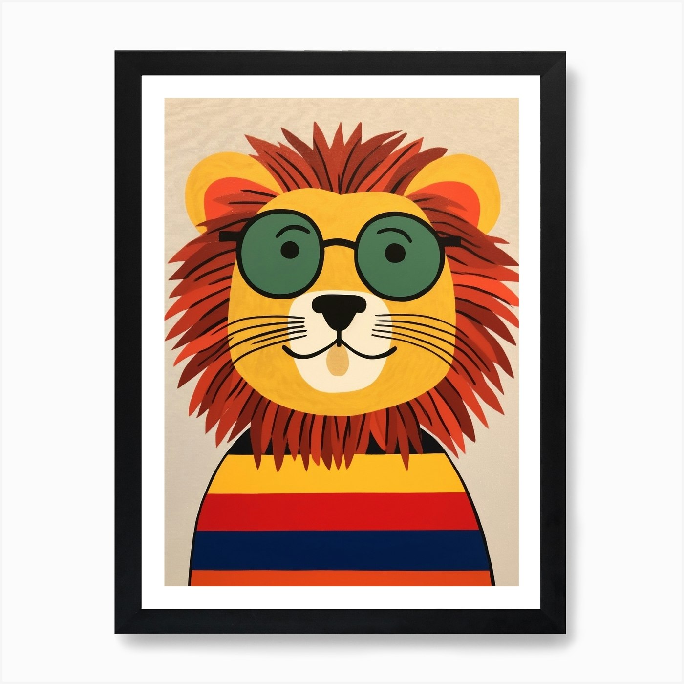 Little Lion 1 Wearing Sunglasses Ar Framed Wall Art Poster Canvas Print Picture
