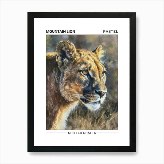 Mountain Lion Pastel Watercolour 1  Framed Wall Art Poster Canvas Print Picture