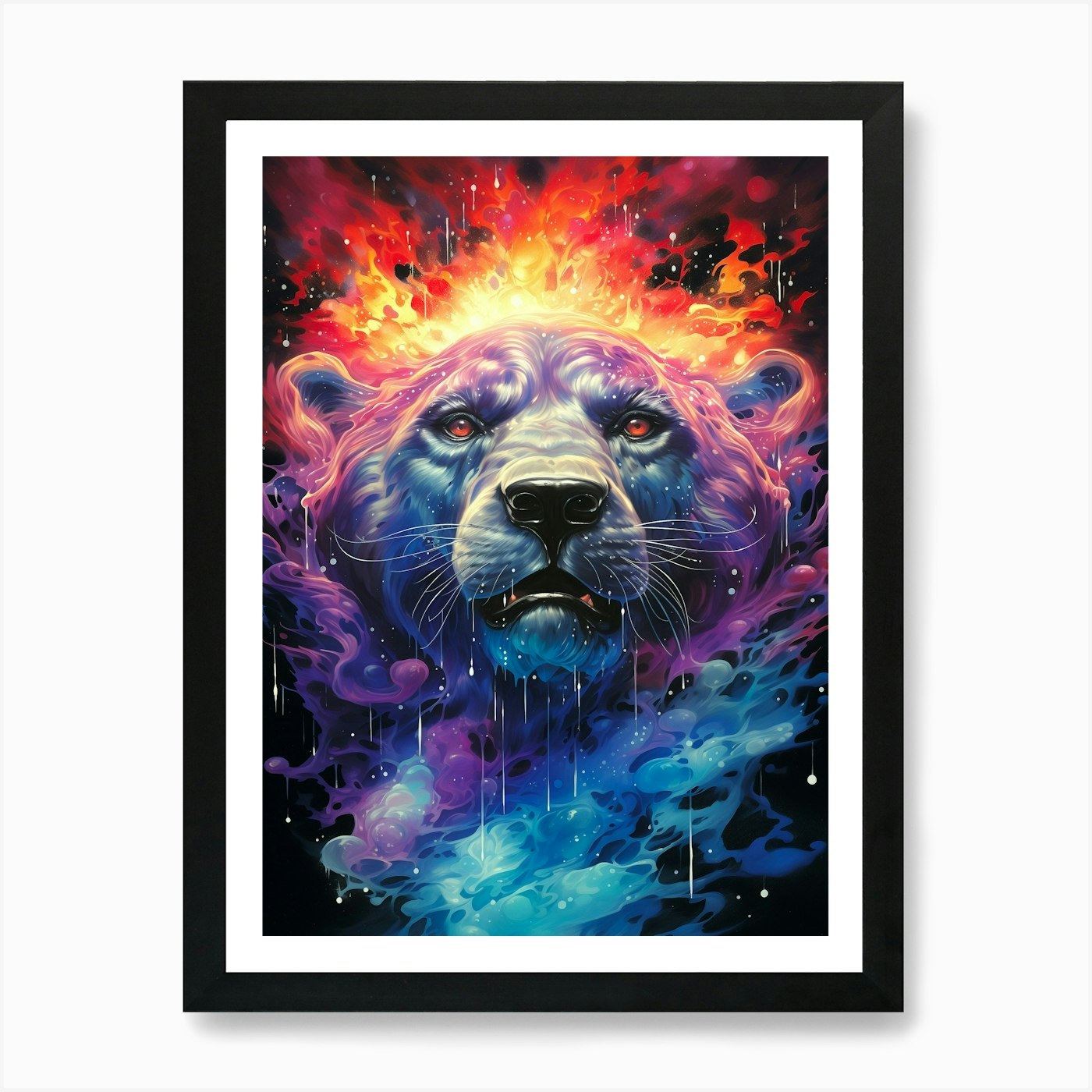 Psychedelic Lion Art Print Framed Wall Art Poster Canvas Print Picture