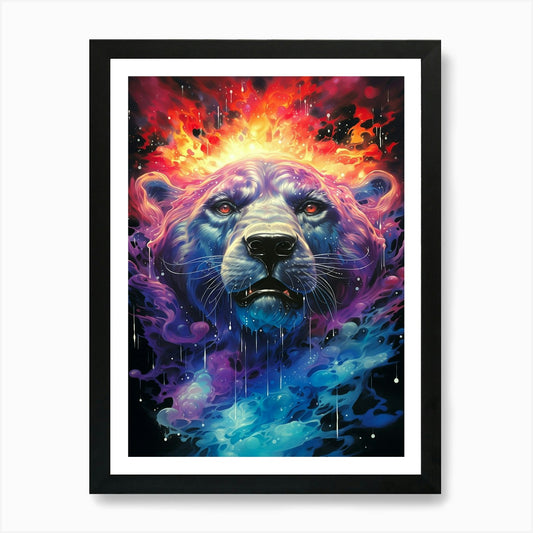Psychedelic Lion Art Print Framed Wall Art Poster Canvas Print Picture