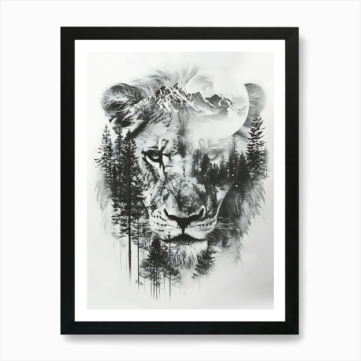 Lion In The Forest 7 Art Print Framed Wall Art Poster Canvas Print Picture