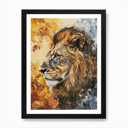 African Lion Lion In Different Seas Framed Wall Art Poster Canvas Print Picture