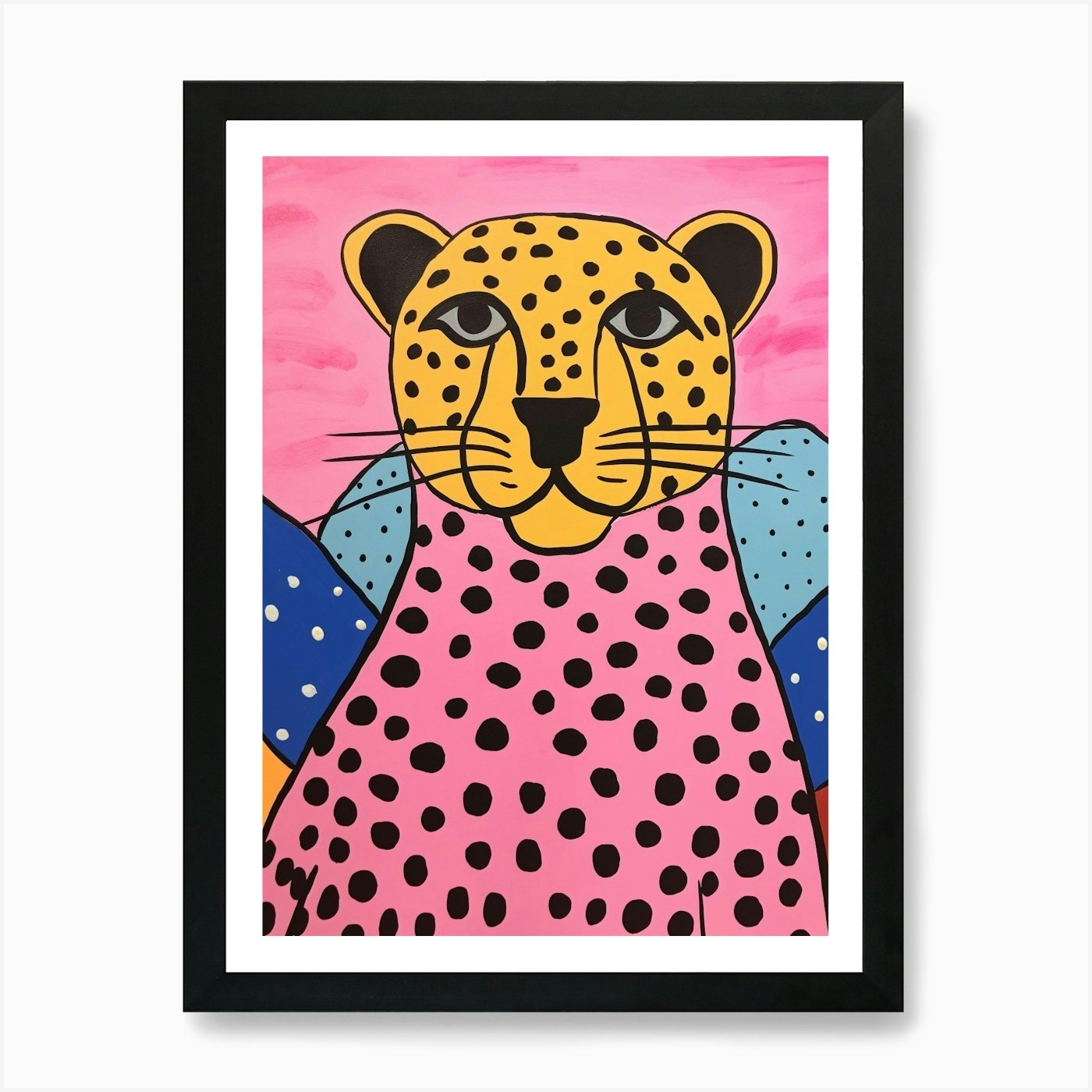 Pink Polka Dot Mountain Lion 3 Art  Framed Wall Art Poster Canvas Print Picture