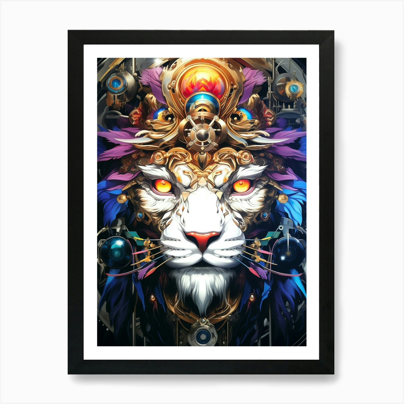Lion Of The Machine Art Print Framed Wall Art Poster Canvas Print Picture