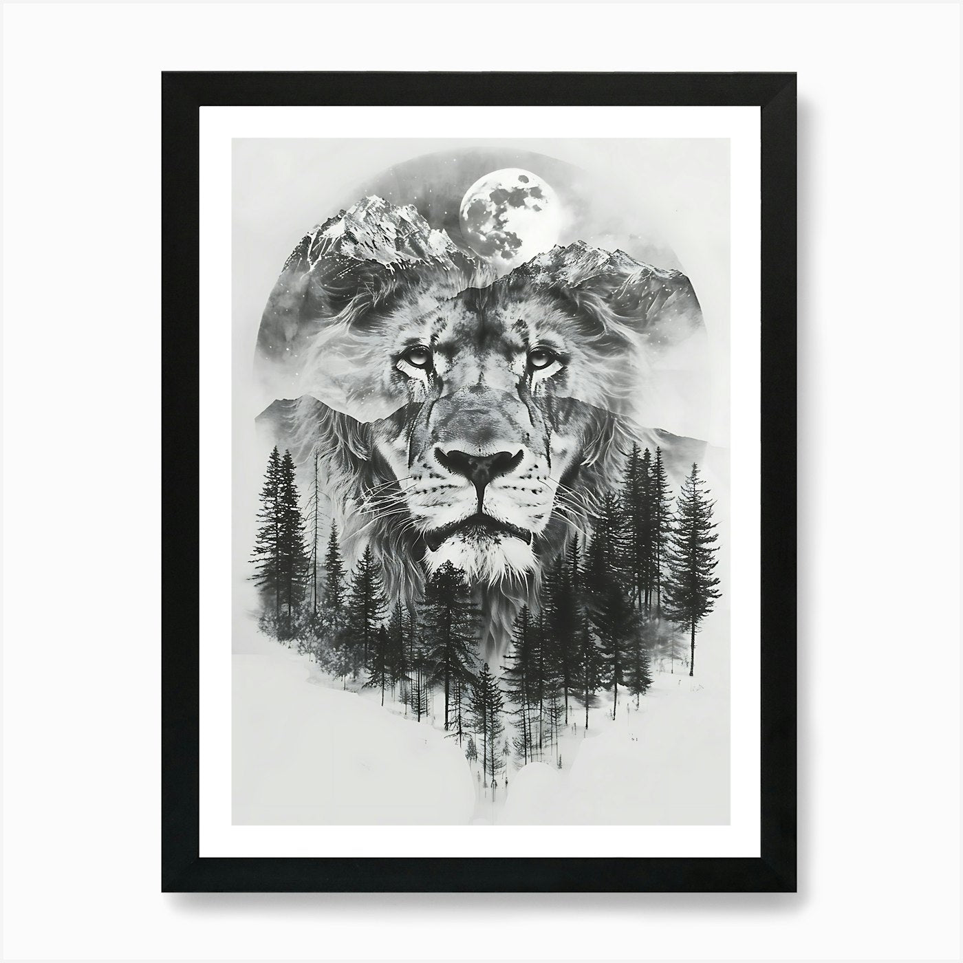 Lion In The Forest 6 Art Print Framed Wall Art Poster Canvas Print Picture