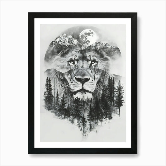 Lion In The Forest 6 Art Print Framed Wall Art Poster Canvas Print Picture