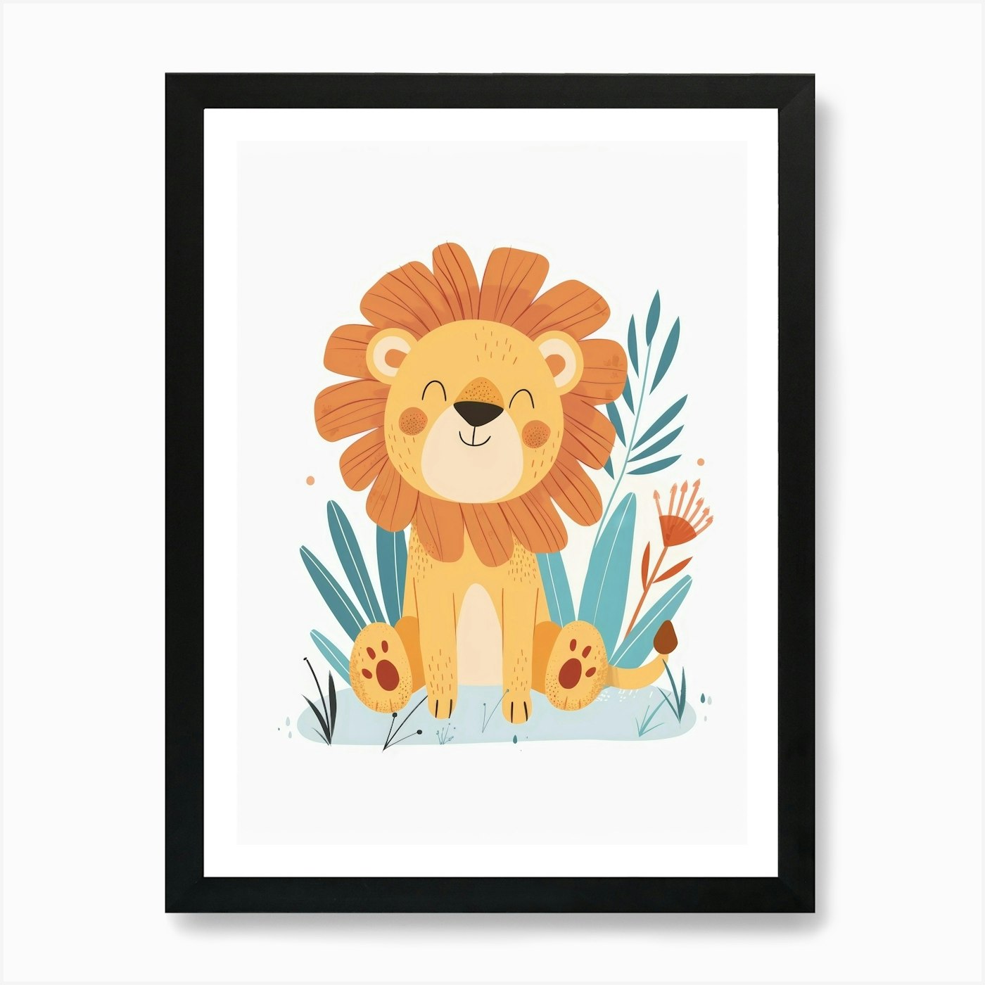 Cute Lion Art Print Framed Wall Art Poster Canvas Print Picture
