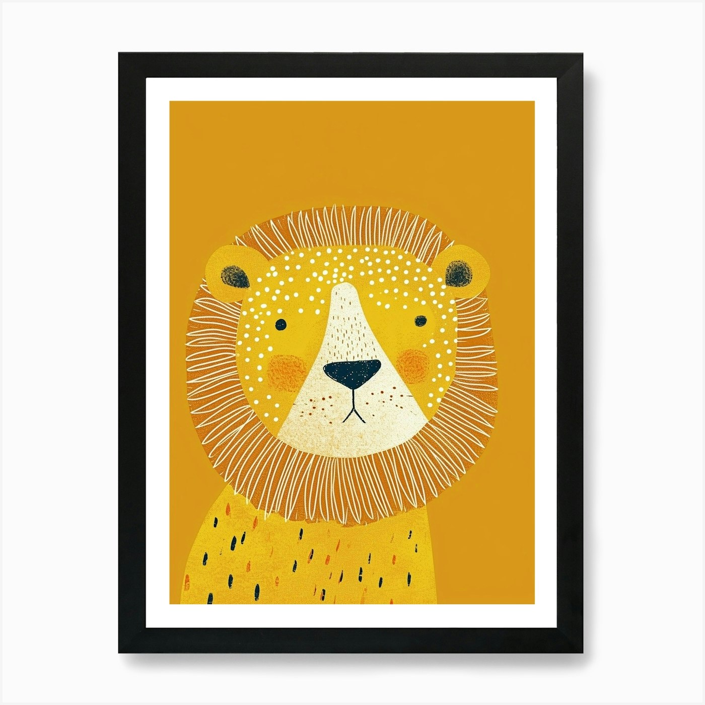 Yellow Lion 4 Art Print Framed Wall Art Poster Canvas Print Picture