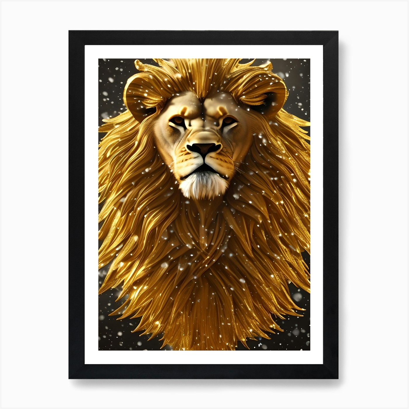 Golden Lion Art Print Framed Wall Art Poster Canvas Print Picture